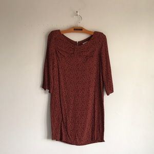 SANDRO print burnt orange black dress